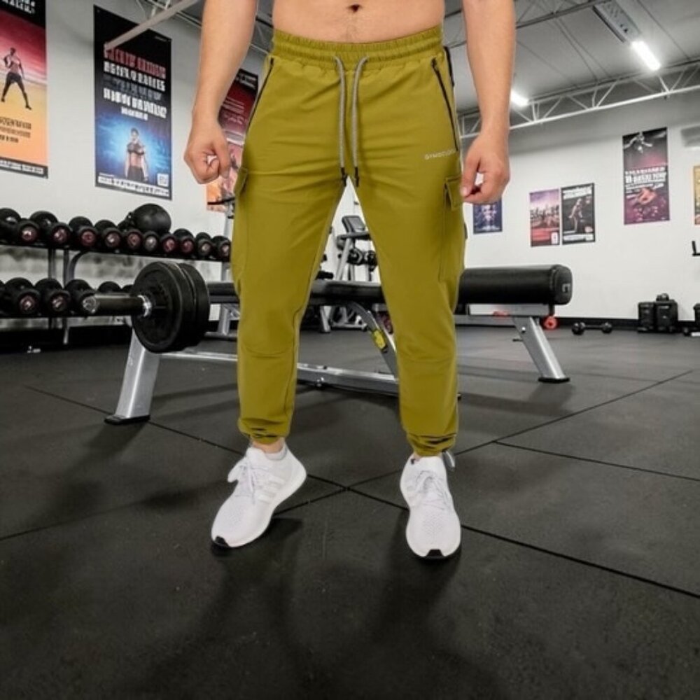 GYMOCLOCK Temp Cargo Joggers in Olive Green - Size L - Unisex